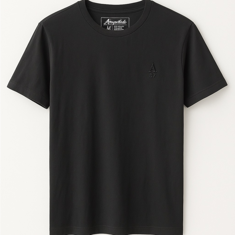 Aeropostale Black A87 Logo Short Sleeve Crew Neck T-Shirt Size Medium